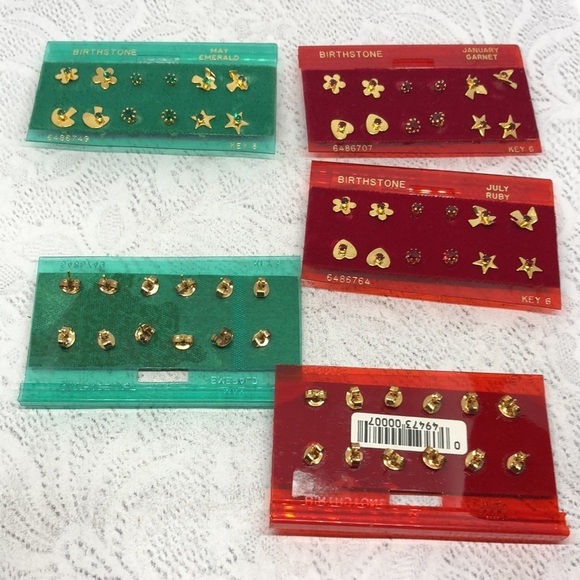 New old stock birthstone post stud earrings January May July-Choose - Picture 5 of 7
